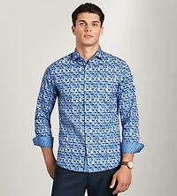 Long Sleeve Geo Print Casual Shirt