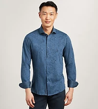 Long Sleeve Jacquard Stretch Casual Shirt