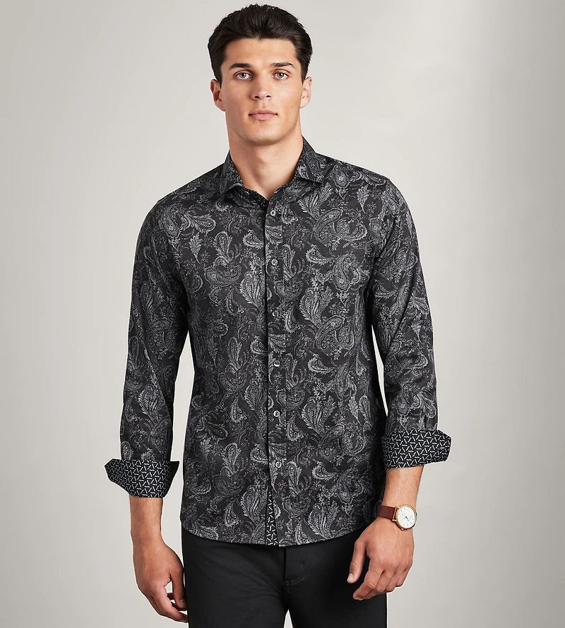 Long Sleeve Paisley Print Casual Shirt