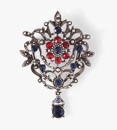 Gemstone Crest Brooch