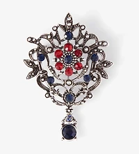 Gemstone Crest Brooch