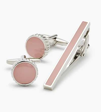 Ensemble boutons de manchette et barre à cravate