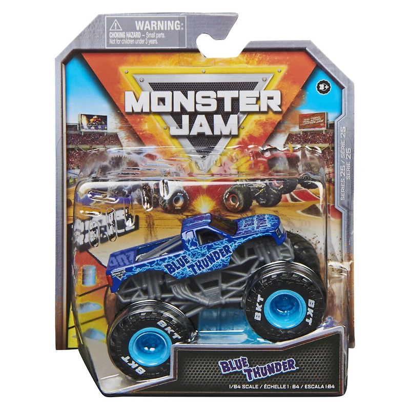 Monster Jam, Monster truck Blue Thunder officiel, véhicule en métal moulé, échelle 1:64