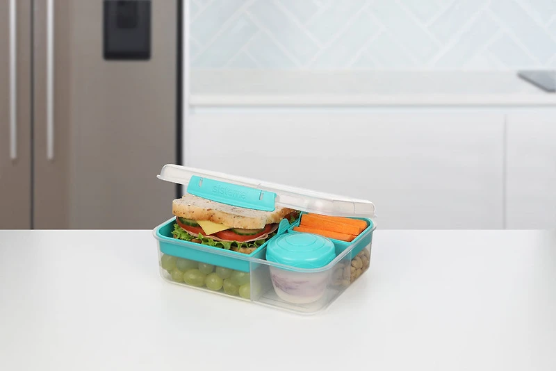 Sistema Bento Box To Go Lunch Box with Yogurt Container, 1.65 L, BPA Free, Colour May Vary