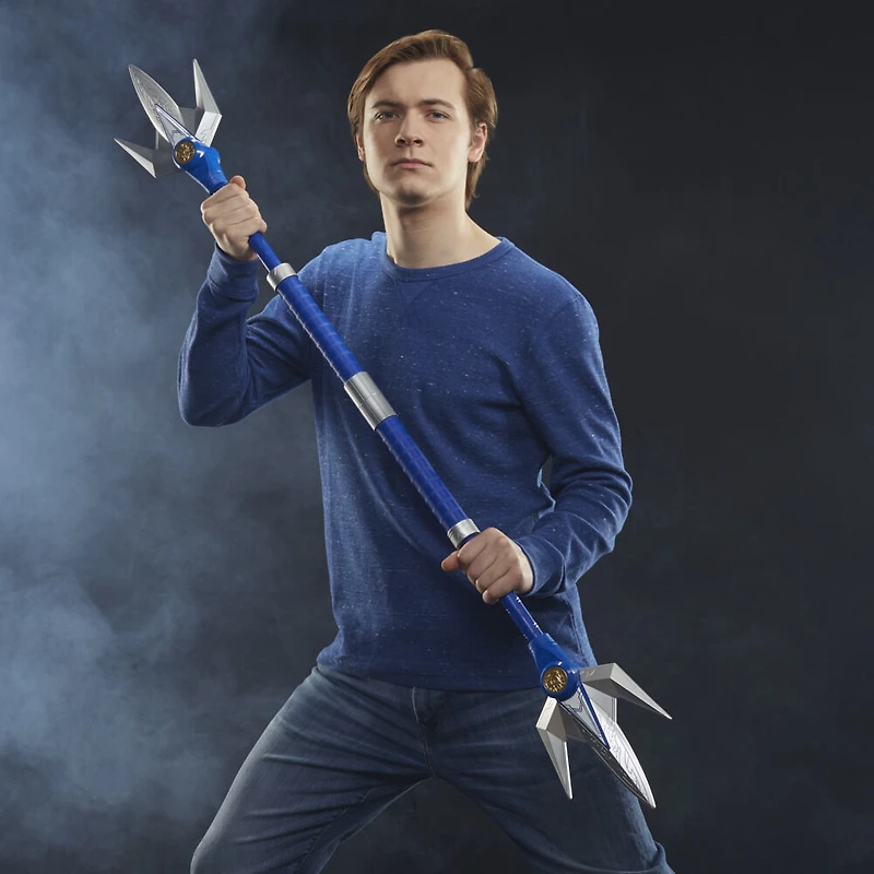 Power Rangers Lightning Collection, Lance de pouvoir du Ranger Bleu Mighty Morphin, article de cosplay premium de collection Billy Cranston
