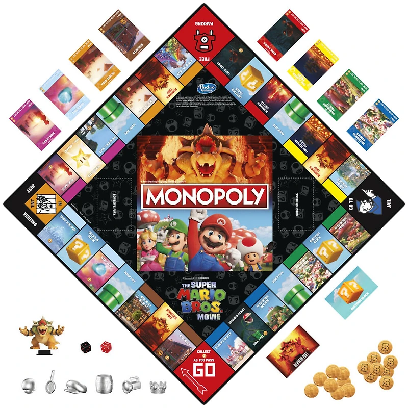 Monopoly : éditon film Super Mario Bros., jeu de plateau pour enfants, inclut pion Bowser