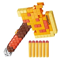 Nerf Minecraft Firebrand, Dart Blasting Axe, 6 Nerf Elite Foam Darts, Design Inspired by Minecraft Axe in the Game, Pull Down Priming, Minecraft Toys