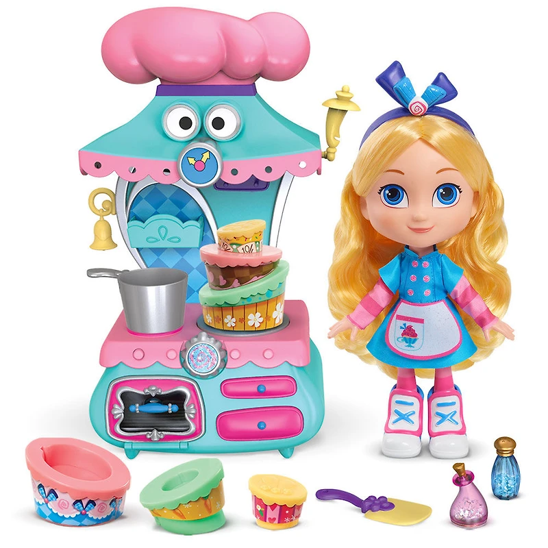Ensemble de Jeu de Four Magique de la Boulangerie d'Alice au Pays des Merveilles de Disney Junior avec Poupée d'Alice de 25 cm (10 pouces) et Accessoires