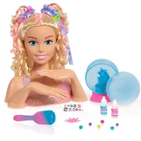Barbie Tie-Dye Deluxe 20-Piece Styling Head, Blonde Hair, Includes 2 Non-Toxic Dye Colors
