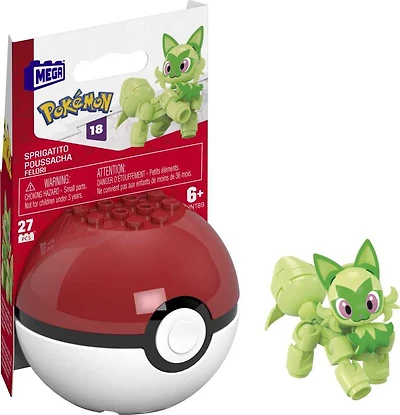 MEGA - Pokémon - Figurine articulée - Poussacha, Pokéball (27 pièces)