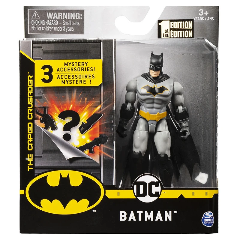 BATMAN, 4-Inch Rebirth BATMAN Action Figure with 3 Mystery Accessories