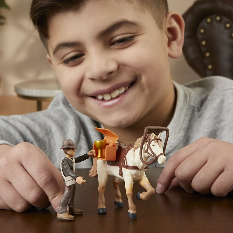 Indiana Jones Worlds of Adventure, Indiana Jones avec cheval, figurine de 6 cm, jouets Indiana Jones