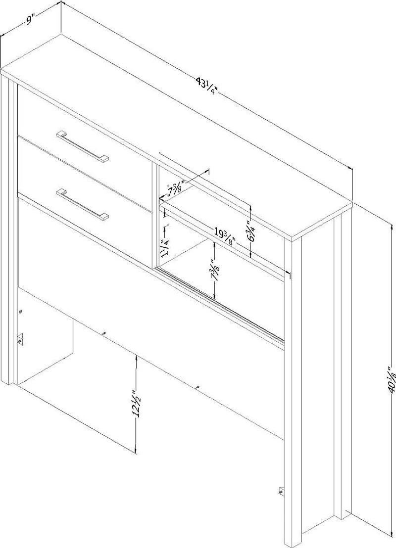 Munich Tête de lit bibliothèque Simple Blanc et Orme naturel