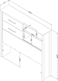Munich Tête de lit bibliothèque Simple Blanc et Orme naturel