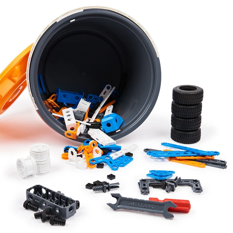 Meccano Junior, Kit de construction STEAM, Baril de 150 pièces