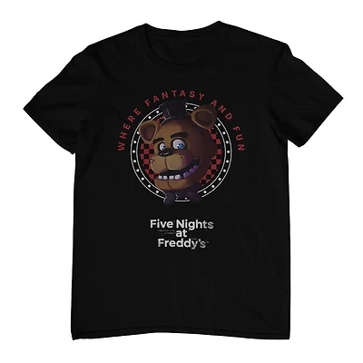 Five Nights at Freddy's Where Fantasy and Fun- Black T-Shirt