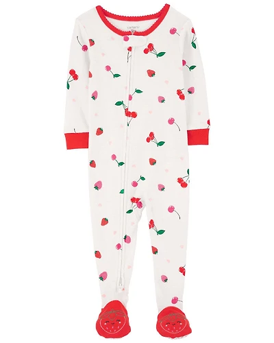 Carter's Strawberry Print Sleep and Play Pajamas White 3T
