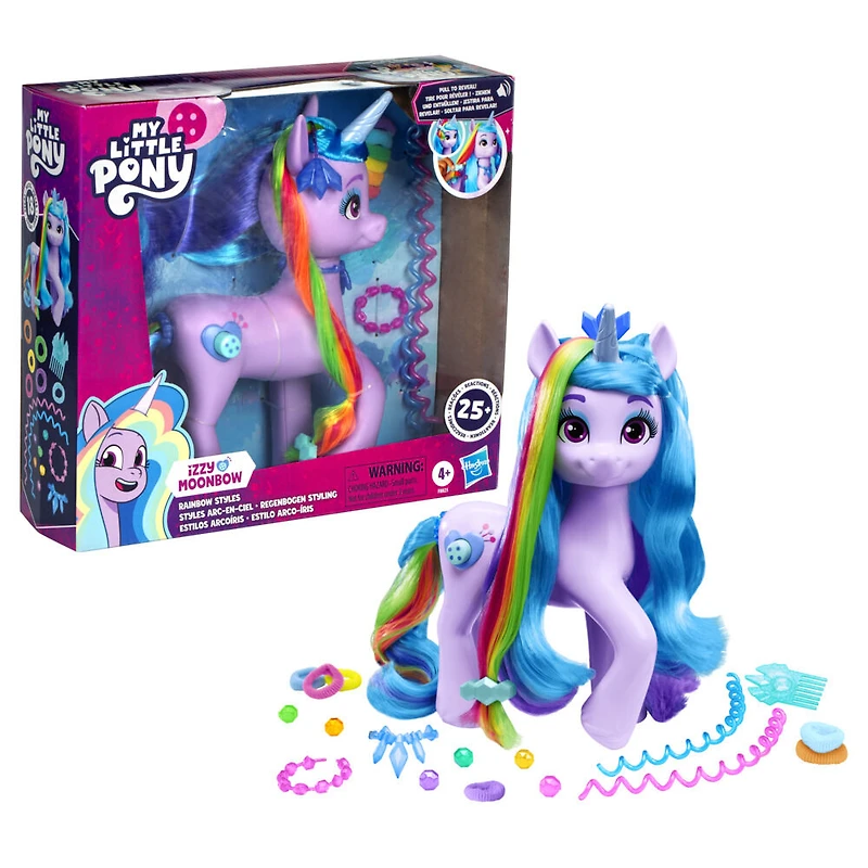 My Little Pony : Raconte ton histoire Styles arc-en-ciel Izzy Moonbow, figurine de licorn - Édition anglaise