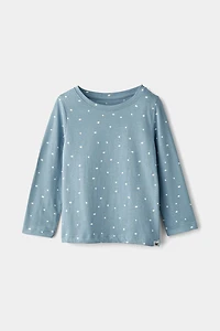 Chandail Col Rd Ml Pois Bleu RISE Little Earthling