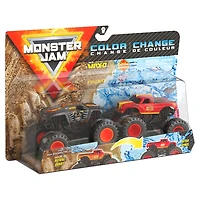 Monster Jam, Coffret de 2 monster trucks officiels en métal moulé Max-D vs Radical Rescue qui changent de couleur, échelle 1:64