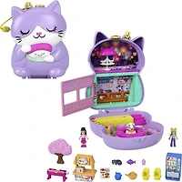 Polly Pocket- Coffret Restaurant Chat Zen, 2 micro-poupées, 12 acc.