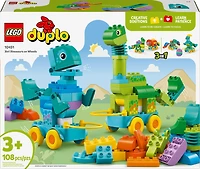LEGO DUPLO Ma ville Les Dinosaures sur Roues 3en1, Jouet d'Apprentissage par le Jeu pour Tout-Petits avec 6 Figurines 10451