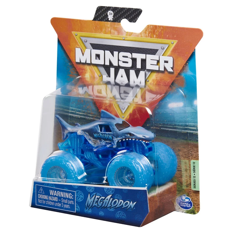 Monster Jam, Monster truck Megalodon officiel, véhicule en métal moulé, série Elementals, échelle 1:64