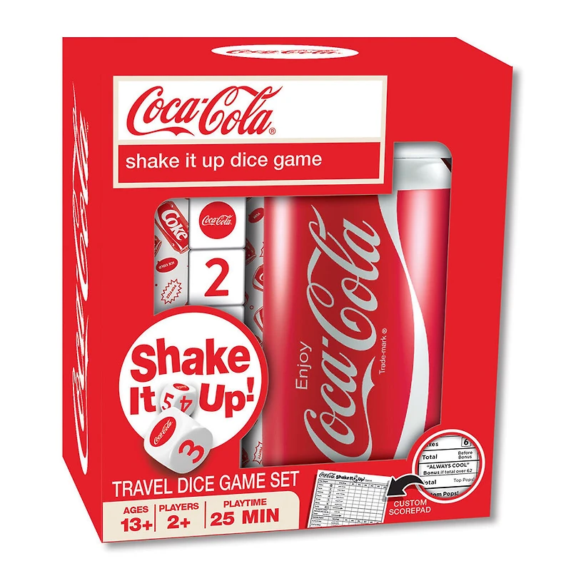 Masterpieces Puzzle Company Coca-Cola Shake it Up! jeu de plateau de Travel Dice - Édition anglaise
