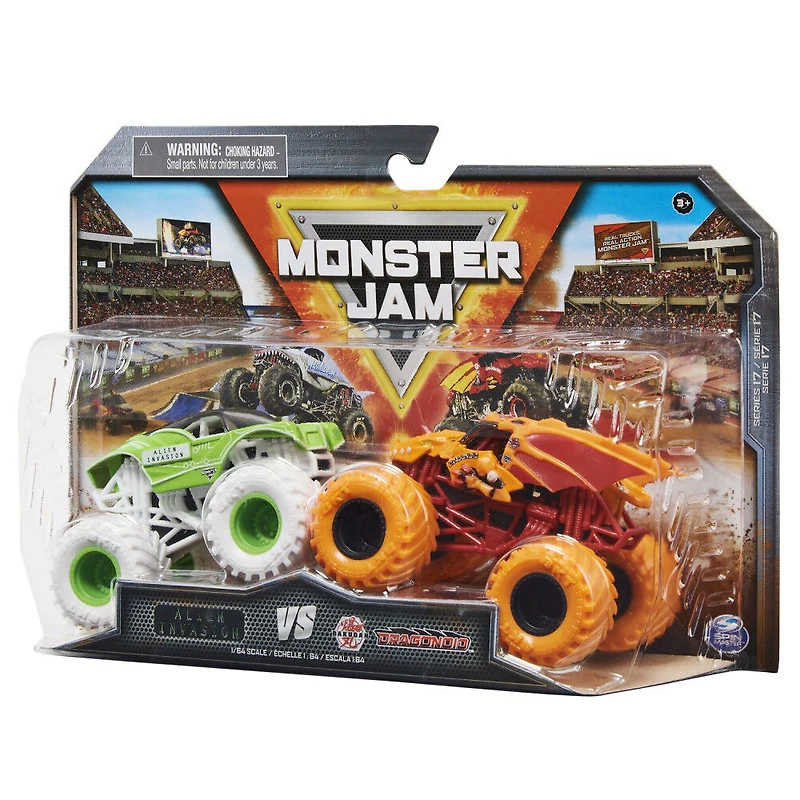 Monster Jam, Monster trucks officiels en métal moulé Alien Invasion Vs. Bakugan Dragonoid, échelle 1:64