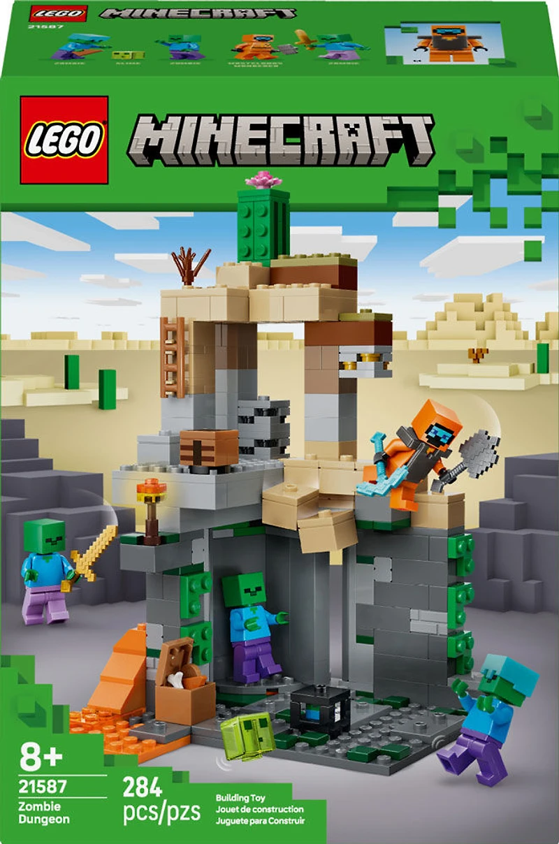 LEGO Minecraft Le Donjon aux Zombies - Jouet de Construction de Jeu de Simulation, Ensemble de Jeu pour Enfants de 8 Ans et Plus - 21587