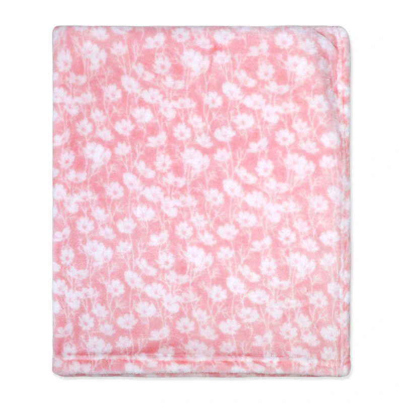 Couverture polaire avec jouet lapin rose