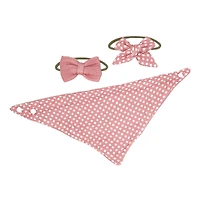 Amor Bebe Bavoir réversible en mousseline 3 pièces avec 2 bandeaux Ensemble : point rose