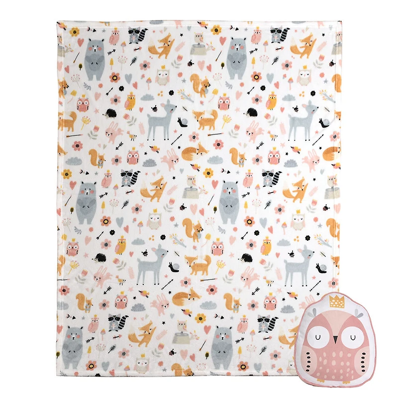 Owl Plush Throw and Pillow Set