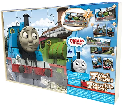 7 casse-têtes en bois + boîte en bois Thomas et ses amis