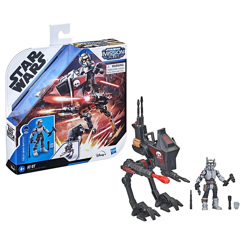 Star Wars Mission Fleet Expedition Class, Tech (Bad Batch), Embuscade en AT-RT, figurine de 6 cm avec véhicule