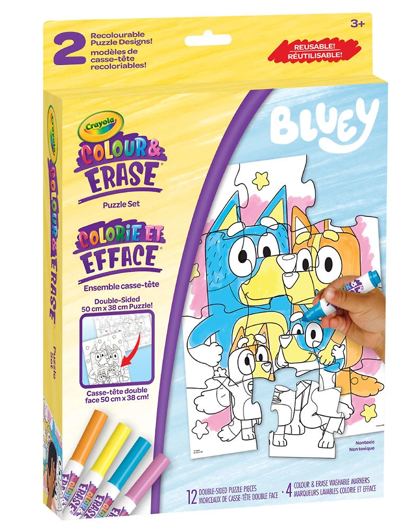 Ensemble de casse-tête réutilisable Crayola Colour & Erase, Bluey