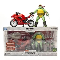 Figurine Raphael bande dessinée avec moto rouge BST AXN + VÉHICULE Tortues Ninja