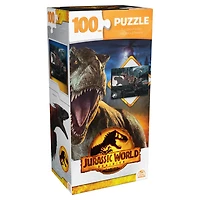 Jurassic World, Dominion 100-Piece Jigsaw Puzzle Dinosaur Park Movie Drive-in Theater Artwork in Easy Storage Tower