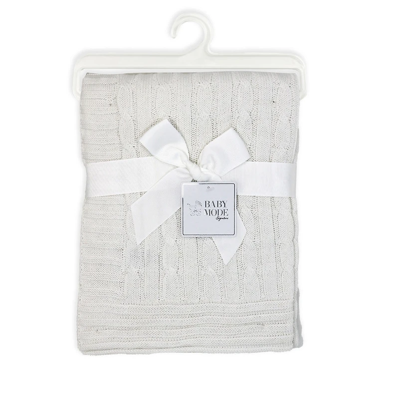 Baby Mode Signature blanc classique câble tricot couverture en tricot