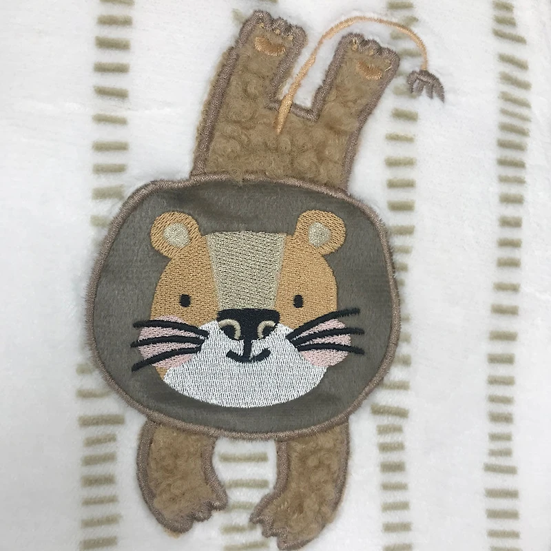 Koala Baby - Lion Taupe Sherpa Applique Blanket