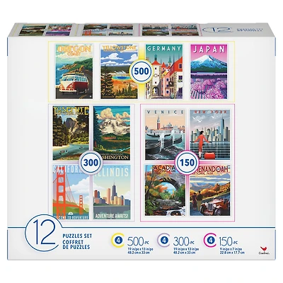 Family 12-Pack of Jigsaw Puzzles, Travel