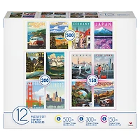 Family 12-Pack of Jigsaw Puzzles, Travel
