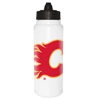 Bouteille d'eau Tallboy blanche de 1L des Flames de Calgary de la LNH avec couvercle à membrane noir