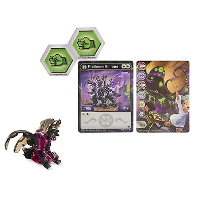 Bakugan Evolutions, Nillious (Noir), Bakugan True Metal Platinum Series, 2 BakuCores et carte Personnage
