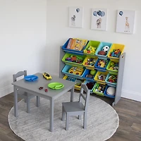 Toy Organizer with 16 Bins, Grey/Blues