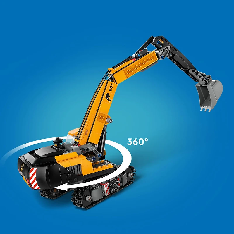LEGO City Yellow Construction Excavator, Pretend Play Toy Digger, 60420