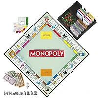 Monopoly, jeu de plateau avec boîte de rangement et pions grand format