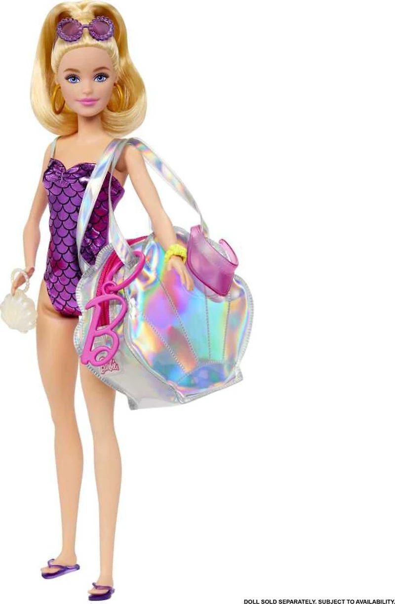Barbie - Tenue - Sac de luxe de plage, maillot de bain et accessoires