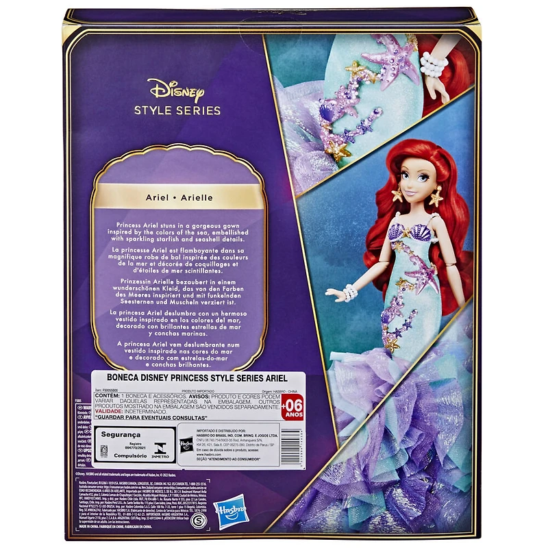 Disney Princesses Style Series poupée mannequin Ariel, poupée de collection Deluxe avec accessoires