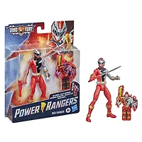 Power Rangers Dino Fury, figurine articulée Ranger rouge de 15 cm inspirée de la série, avec clé Dino Fury et accessoire